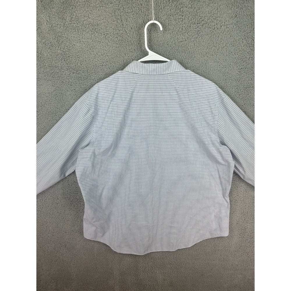 Van Heusen Shirt Men's 17.5 34/35 Flex Slim Fit Dress Shirt White Checked Mens - Picture 6 of 8
